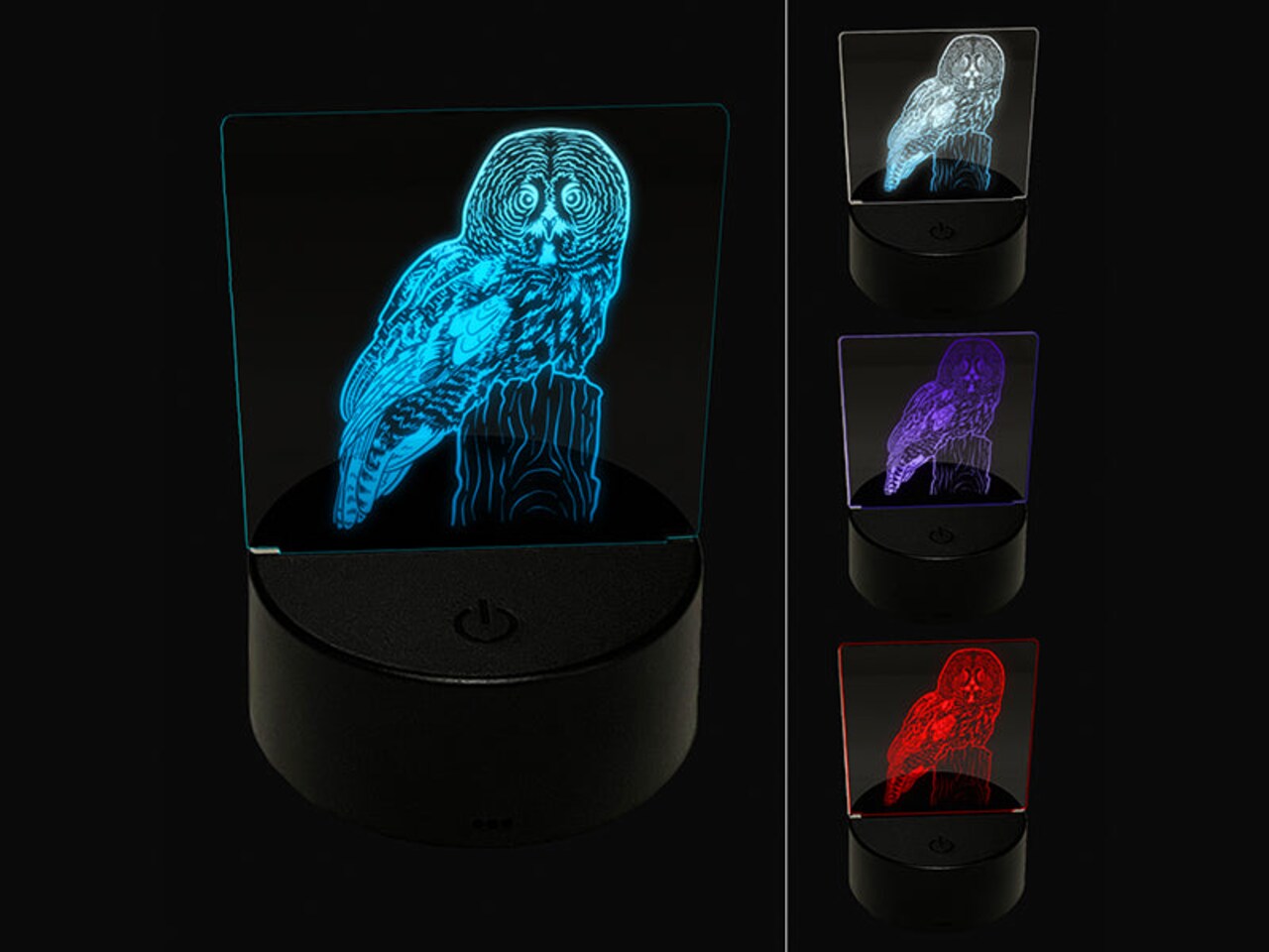 Wise Great Gray Owl 3D Illusion LED Night Light Sign Nightstand Desk Lamp